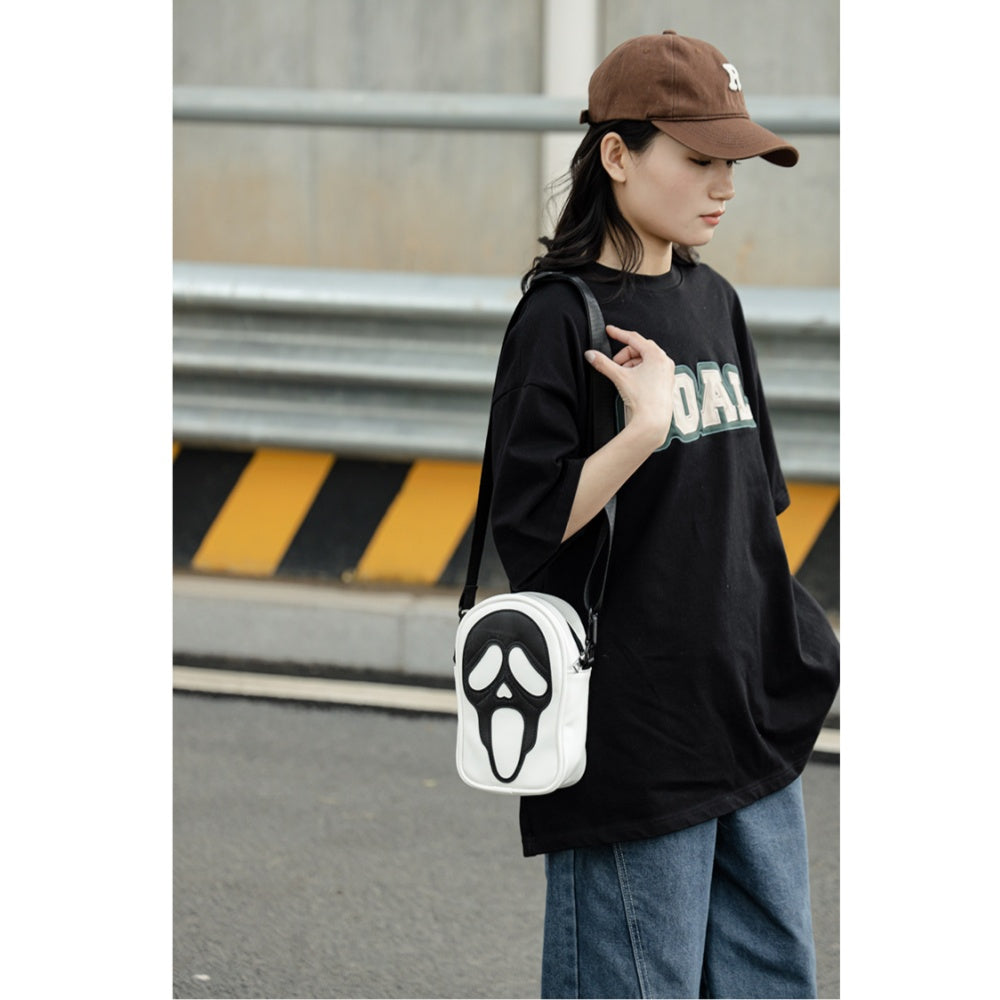 SAC BANDOULIERE SQUELETTE FANTOME BLANC