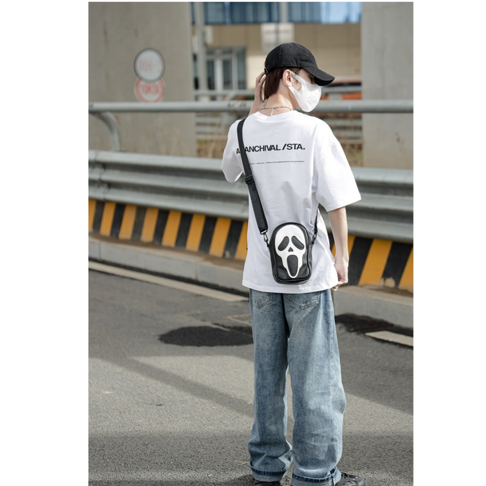 SAC BANDOULIERE SQUELETTE FANTOME NOIR