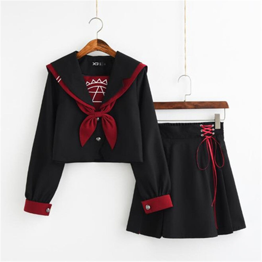 UNIFORME SAKURA ECOLIERE NOIR ROUGE