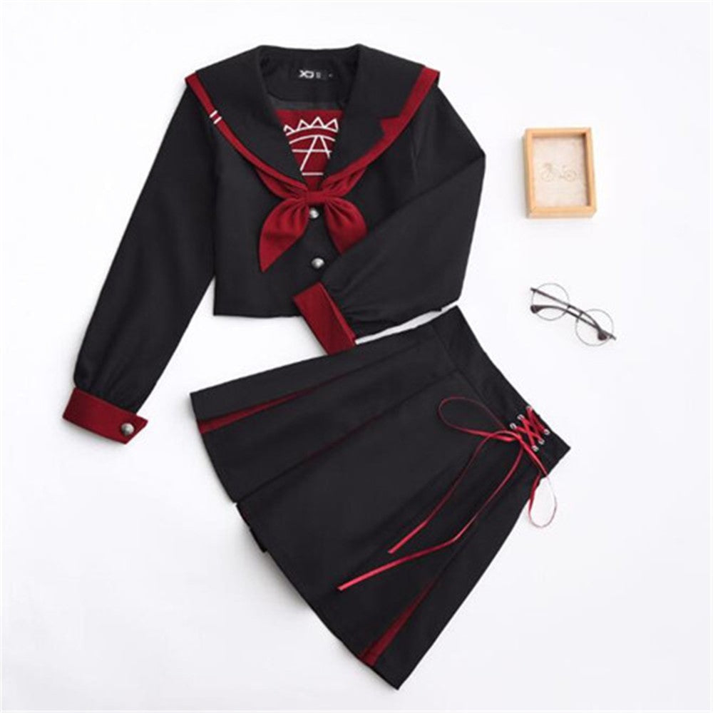UNIFORME SAKURA ECOLIERE NOIR ROUGE