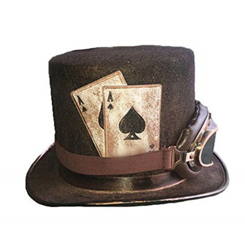 CHAPEAU HAUT DE FORME STEAMPUNK ENGRENAGE + LUNETTES AVIATEUR CUIVRE FAIT A MAIN