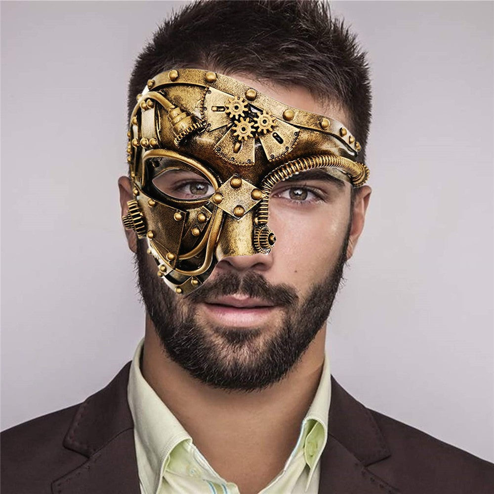 MASQUE MIXTE ENGRENAGE STEAMPUNK BRONZE