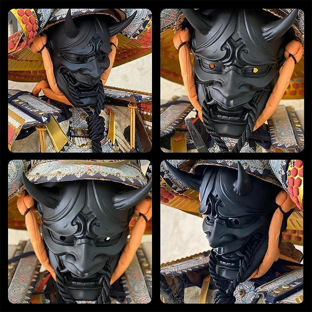 MASQUE LATEX ONI TENGU NOIR AVEC CORDE