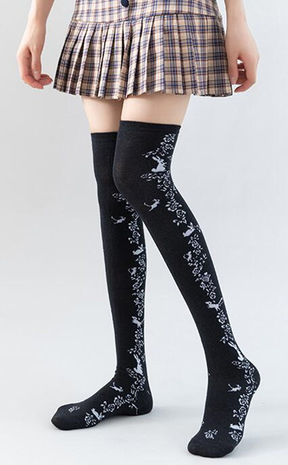 CHAUSSETTES MONTANTES FEMME LAPIN NOIR