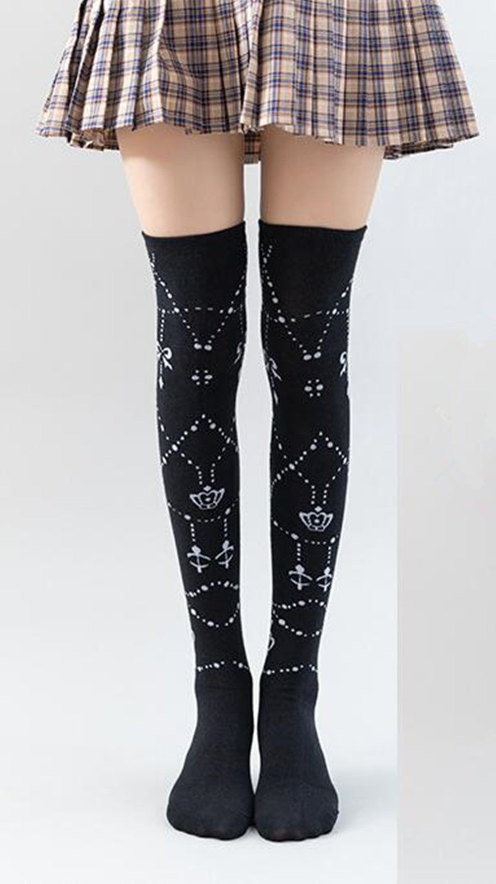 CHAUSSETTES MONTANTES FEMME COURONNE NOIR