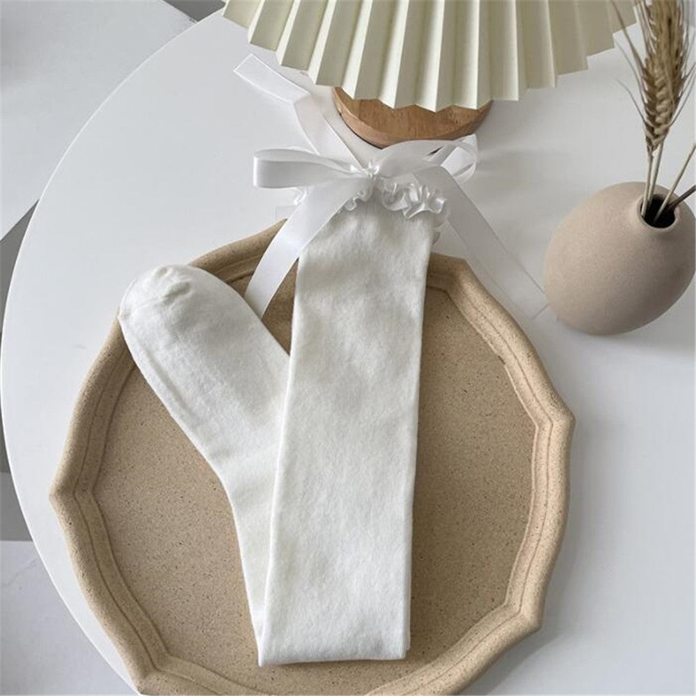 CHAUSSETTES MONTANTES FEMME BLANCHE RUBAN