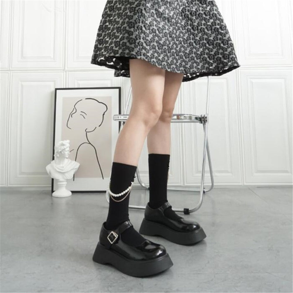CHAUSSETTES MI HAUTE AVEC PERLES FEMME NOIR