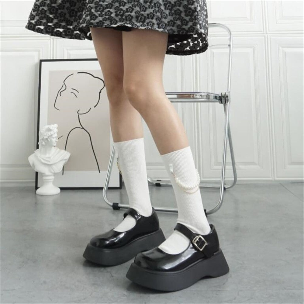 CHAUSSETTES MI HAUTE AVEC PERLES FEMME BLANCHE