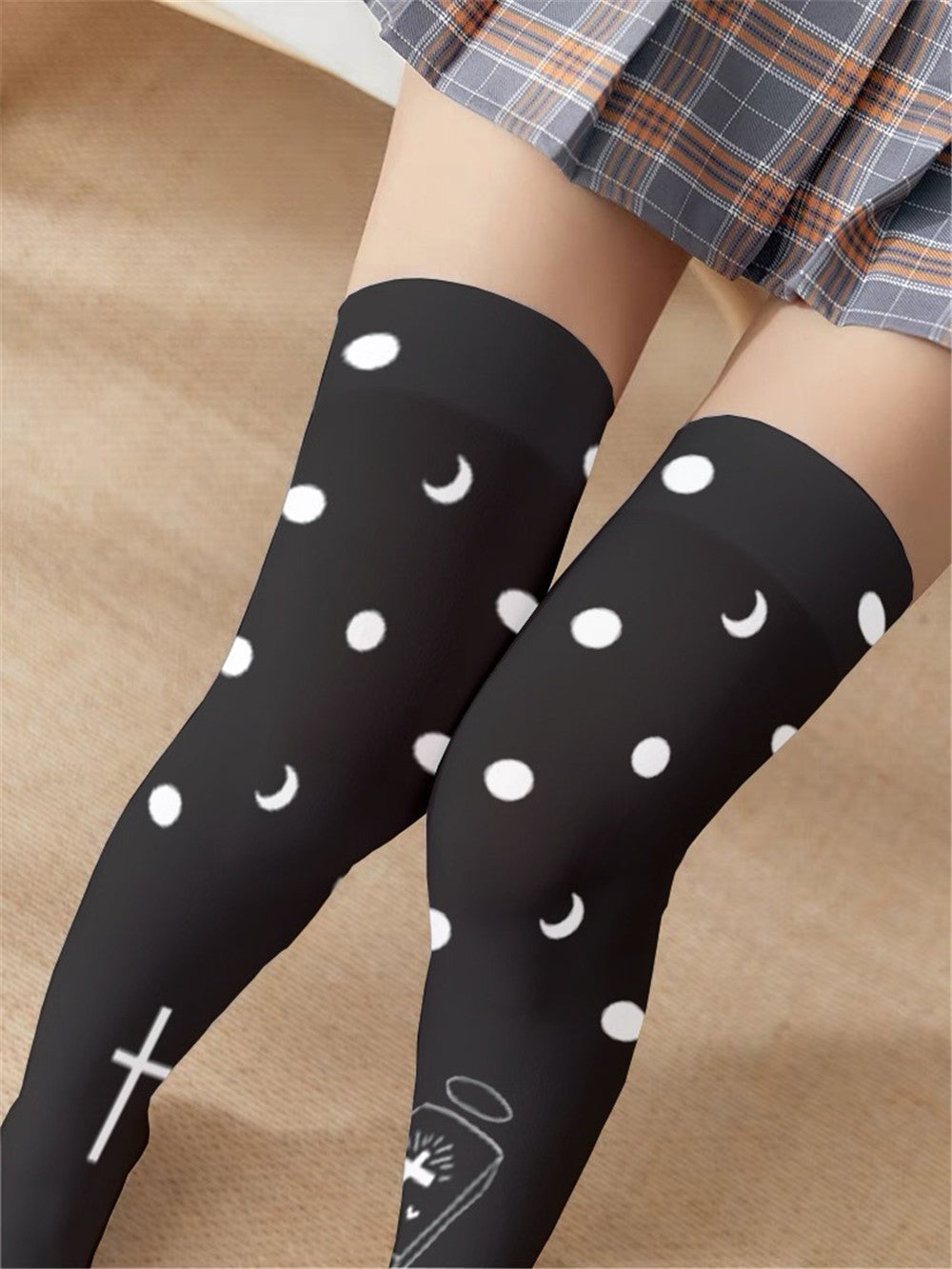 CHAUSSETTES LOLITA PUNK CROIX PAPILLON MONTANTES FEMME