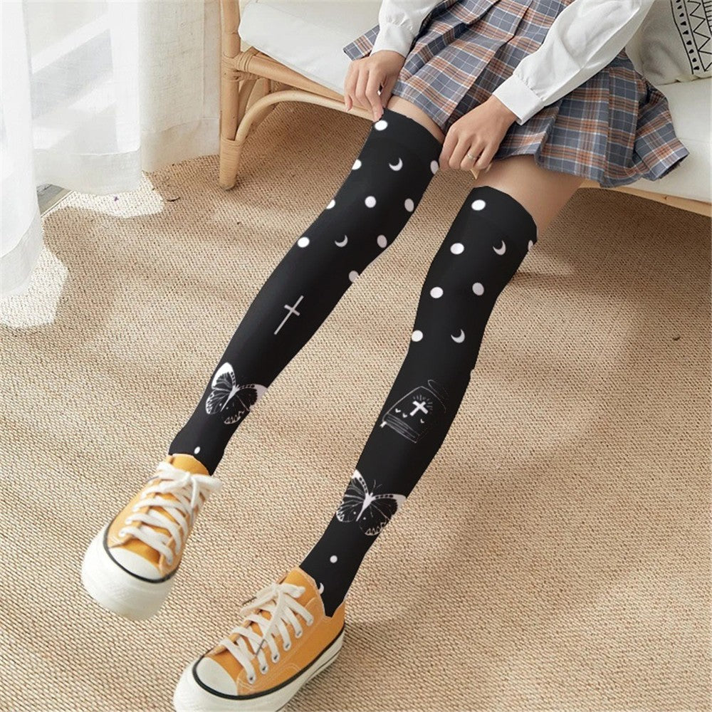CHAUSSETTES LOLITA PUNK CROIX PAPILLON MONTANTES FEMME