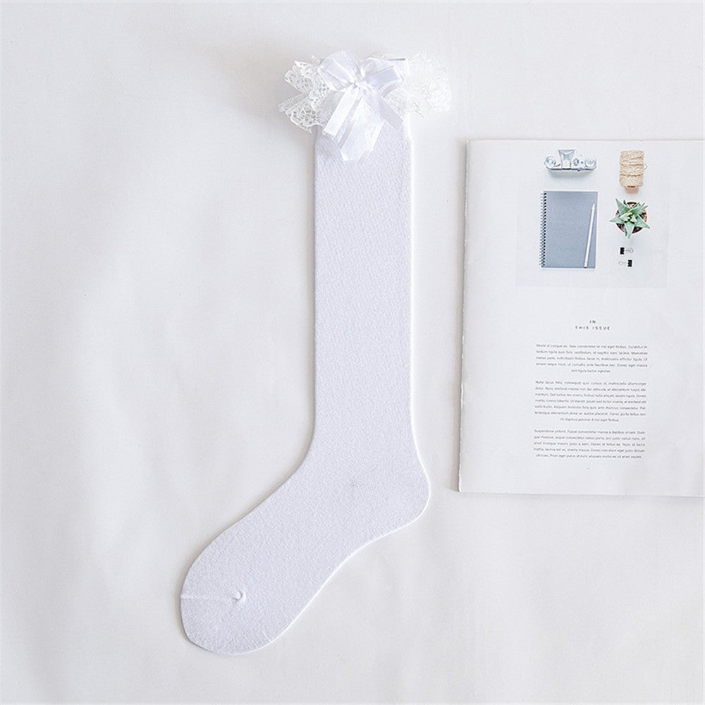 CHAUSSETTES MONTANTES FEMME DENTELLE BLANCHE