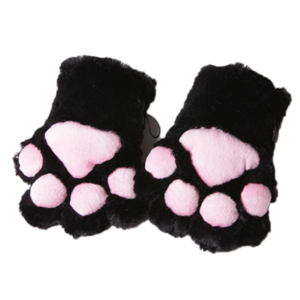 PAIRE GANTS PATTE CHAT NEKO NOIR