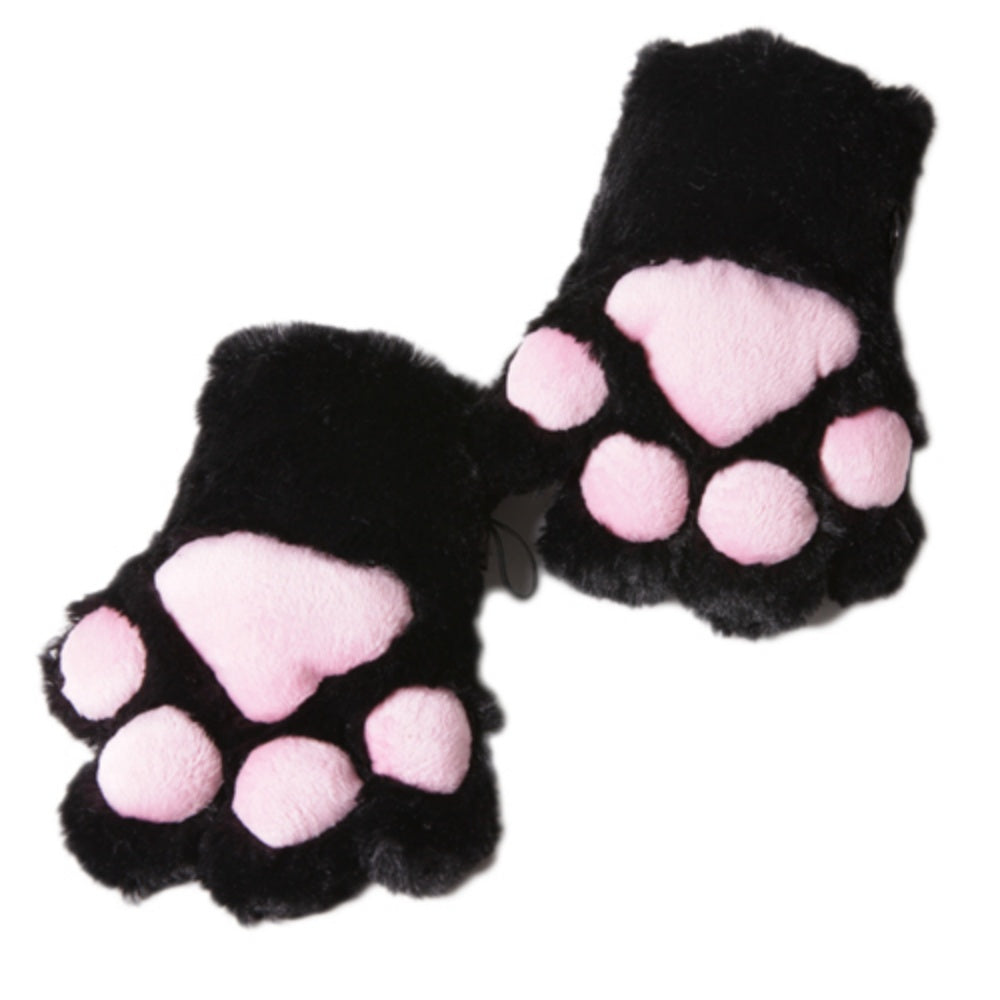 PAIRE GANTS PATTE CHAT NEKO NOIR
