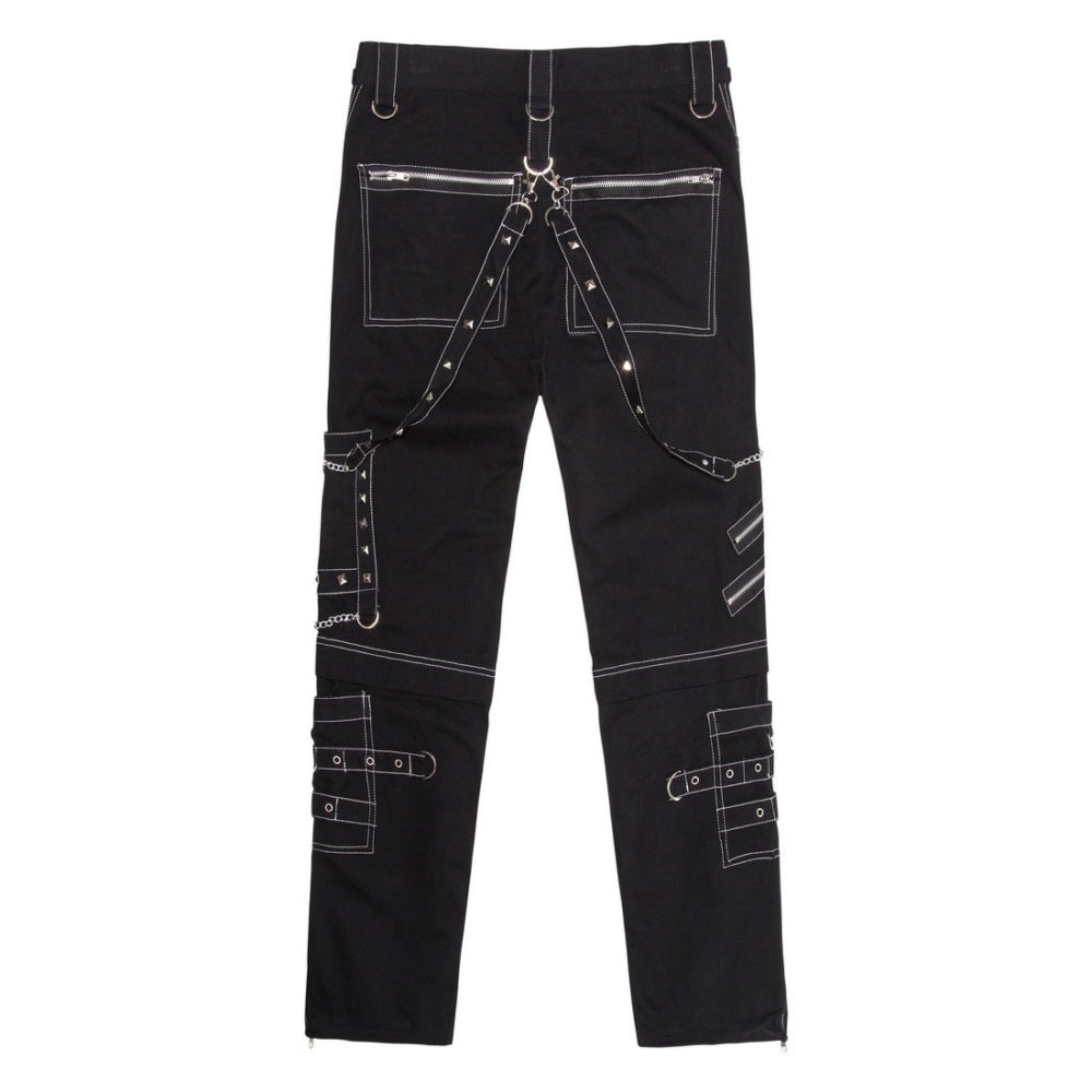 PANTALON SANGLES HOMME POCHE ROCK NOIR CHAINE
