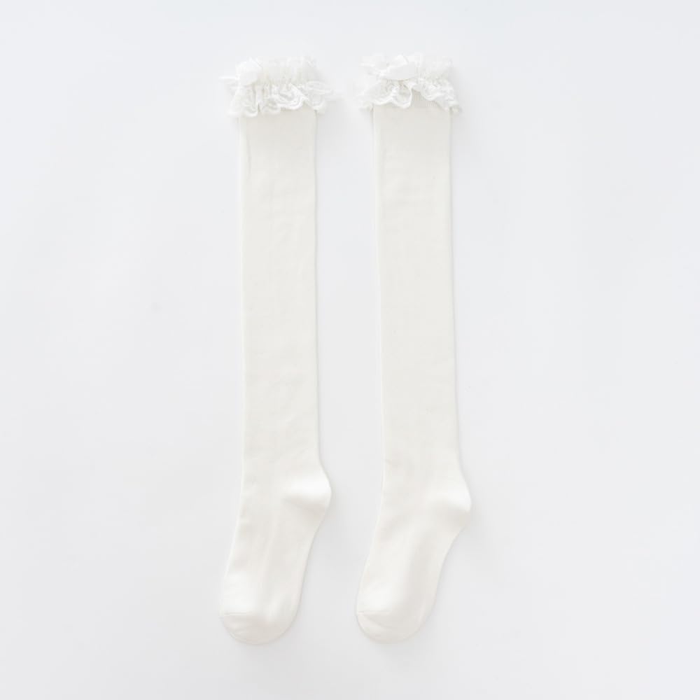 CHAUSSETTES MONTANTES DENTELLE BLANCHE NOEUD BLANC