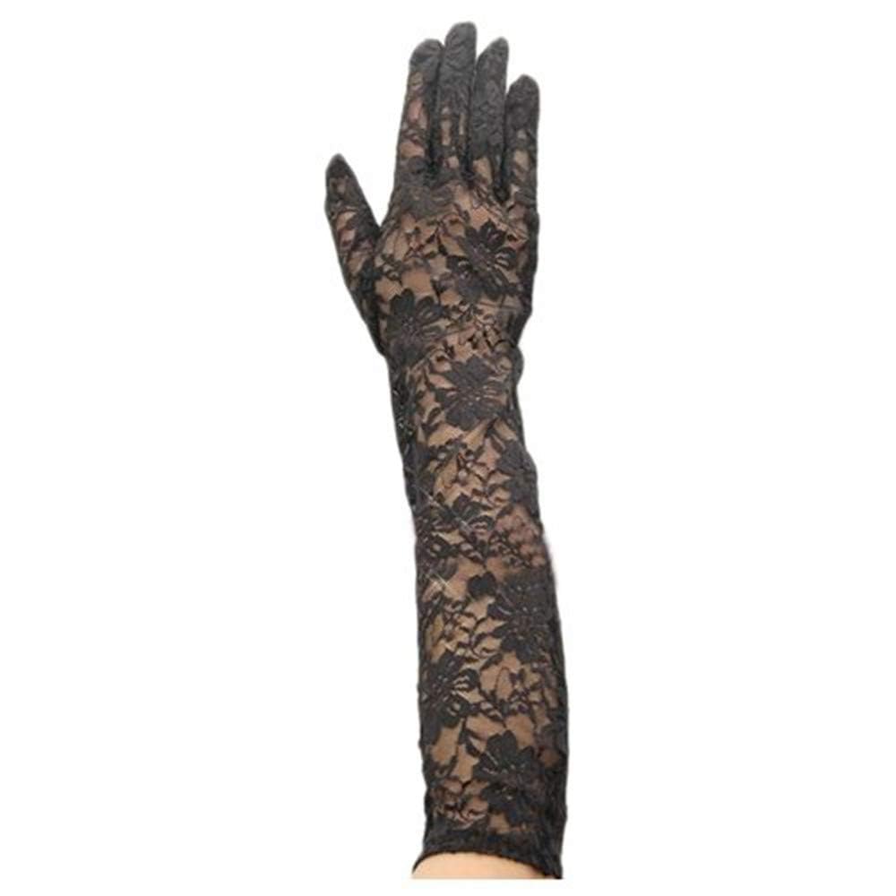 PAIRE GANTS NOIR DENTELLE LONG SOIREE