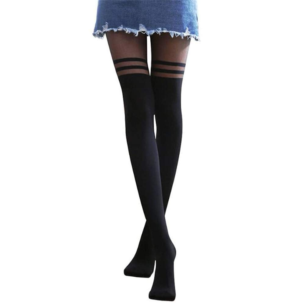 COLLANTS TATOUAGE BICOLORE RAYURES FONCE