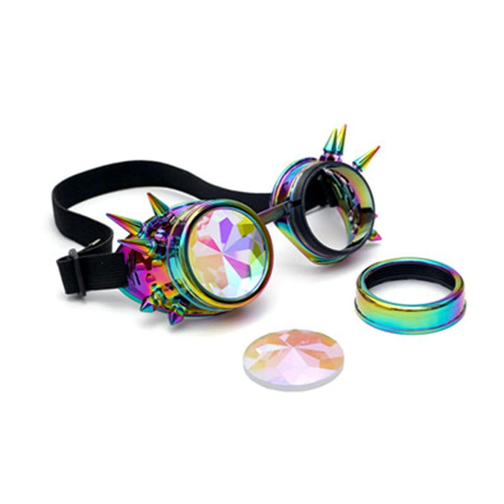 LUNETTES GOGGLES CLOUS SOUDURE STEAMPUNK CYBER VERRE MULTI COULEUR