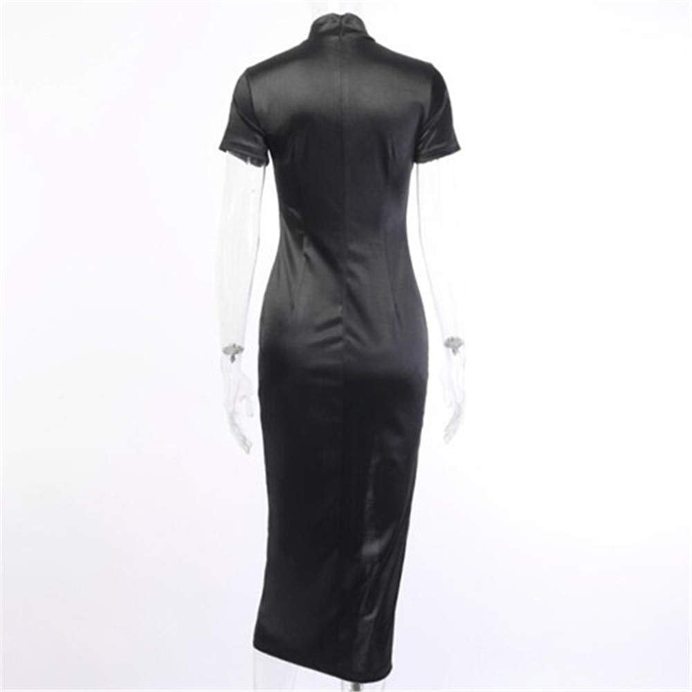 ROBE CHEONGSAM QIPAO DRAGON BRODERIE NOIR LONG