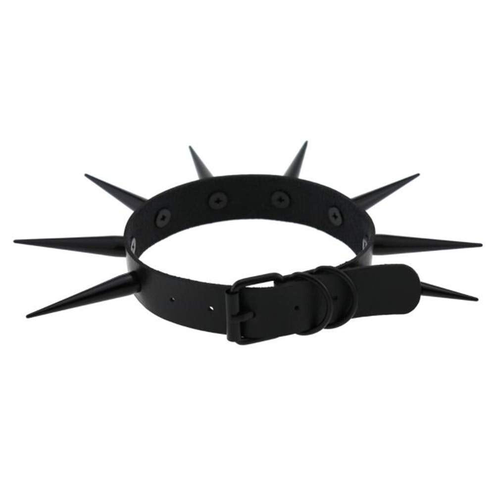 CHOKER TOUR DE COU GOTHIQUE CLOUS NOIR EXTRA REGLABLE