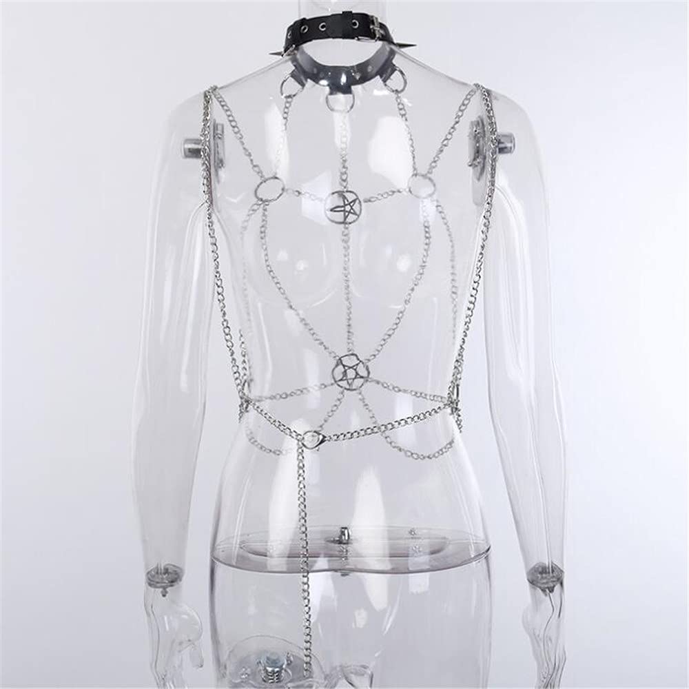 HARNAIS CHAINE PENTAGRAMME ACIER CHAINE
