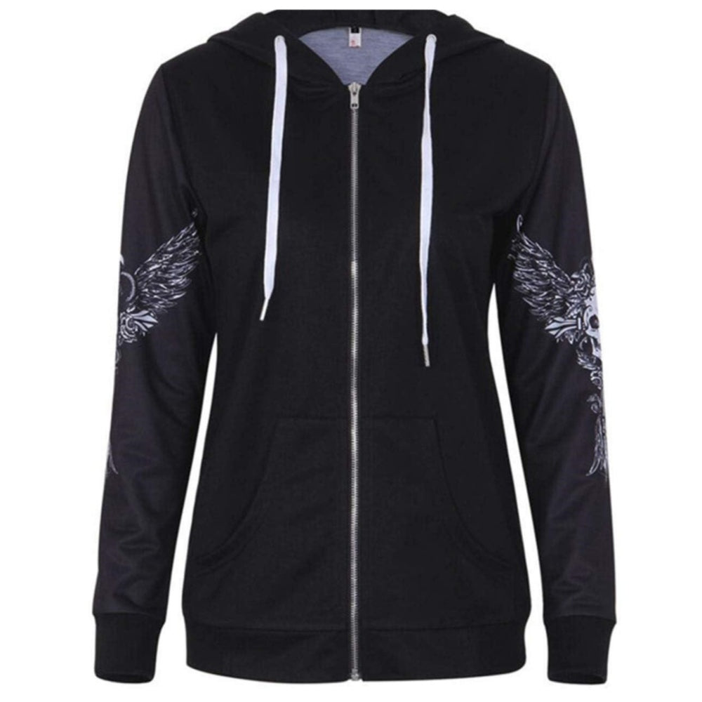 SWEAT CAPUCHE CRANE LACET BIKER AILES ANGE GOTHIQUE MI-SAISON