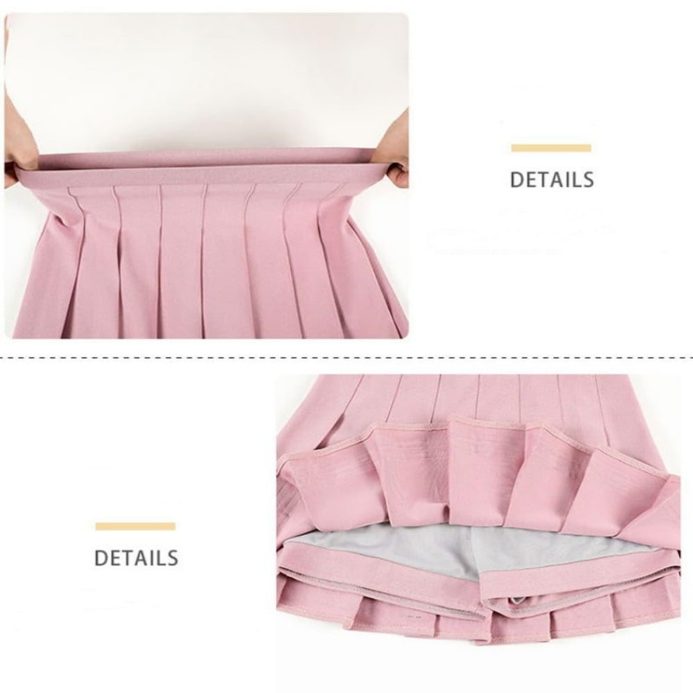 JUPE RAYURE ECOLIERE ROSE PLISSEE