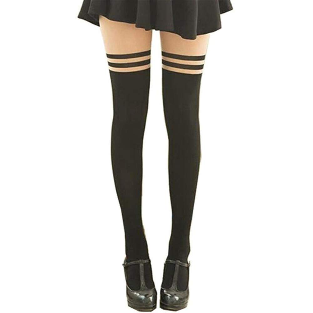 COLLANTS TATOUAGE BICOLORE RAYURES PEAU