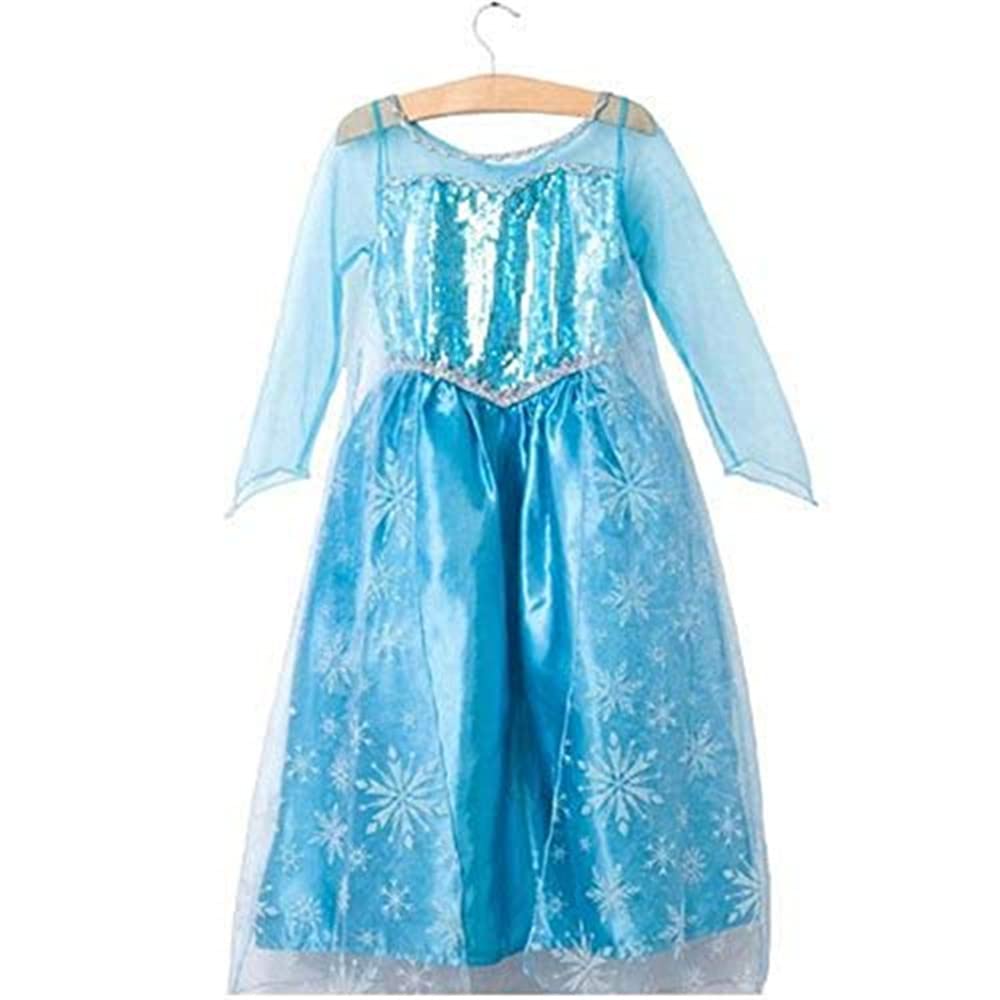 ROBE MANIFIQUE FILLE ELSA LA REINE DES NEIGES PRINCESSE ENFANT 2/12 ANS AVEC BIJOUX
