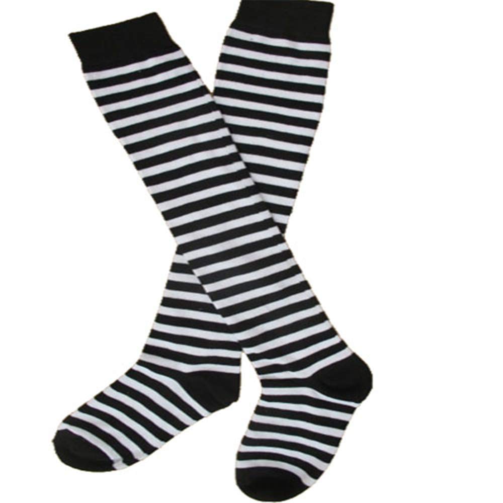 CHAUSSETTES MONTANTES RAYURE BLANC NOIR