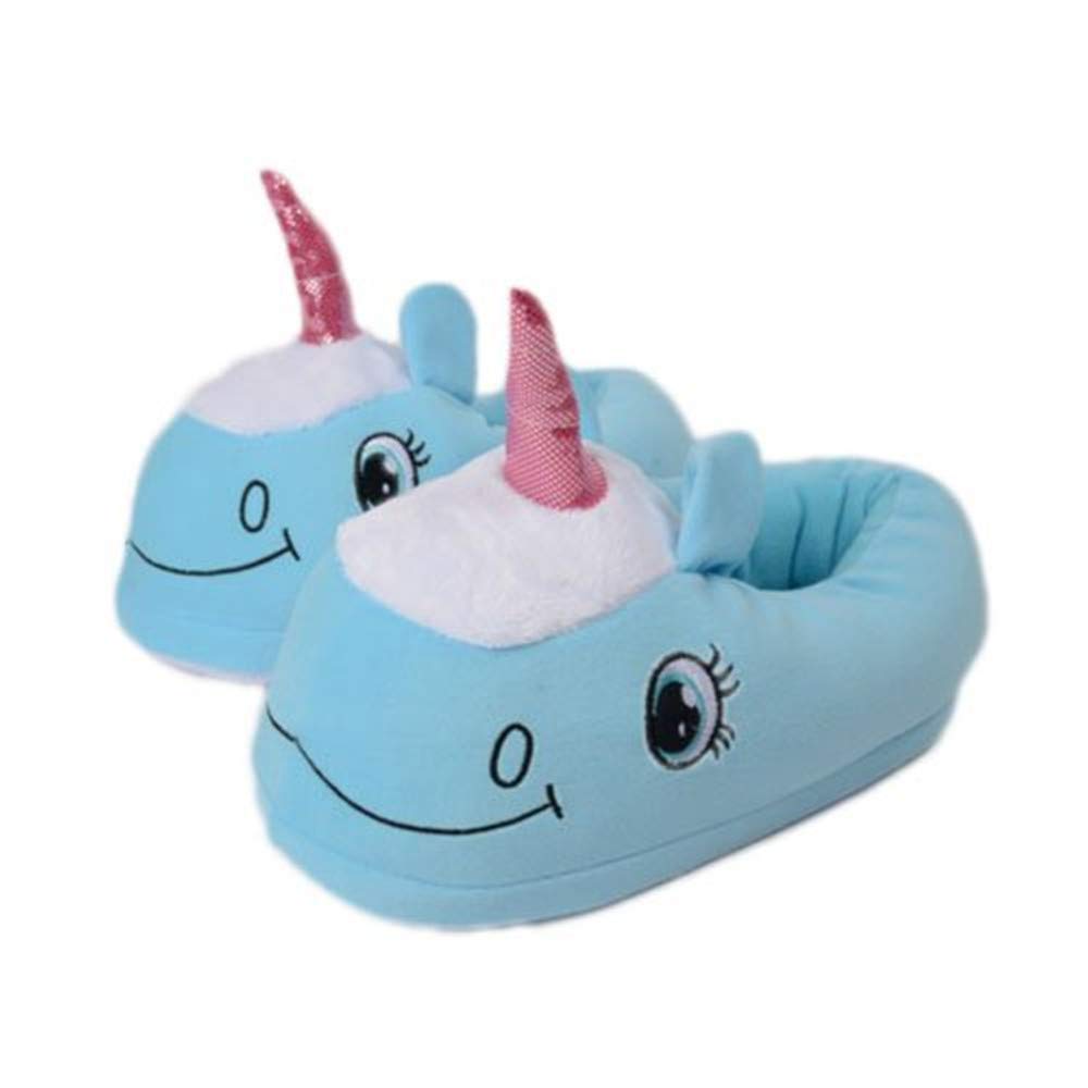 CHAUSSONS PANTOUFLES FERMES LICORNE BLEU PELUCHE