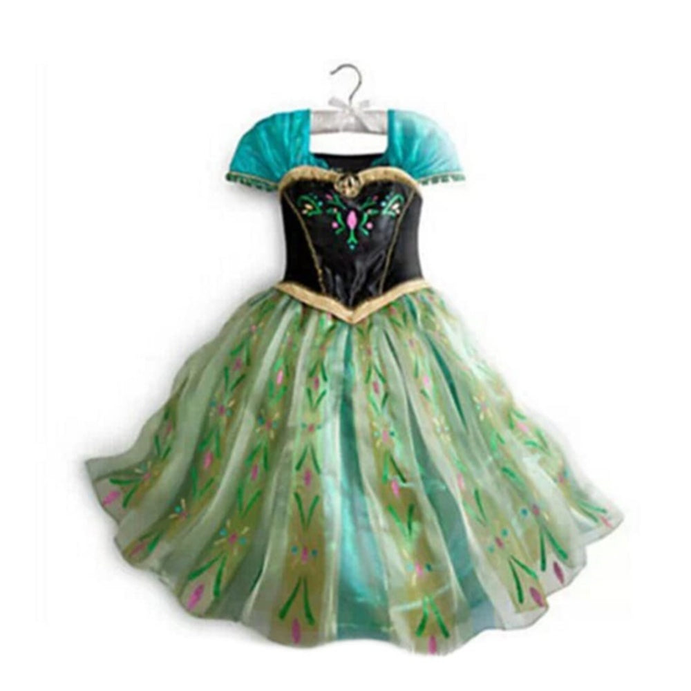 ROBE ANNA FILLE LA REINE DES NEIGES PRINCESSE ENFANT 2/12 ANS AVEC BIJOUX