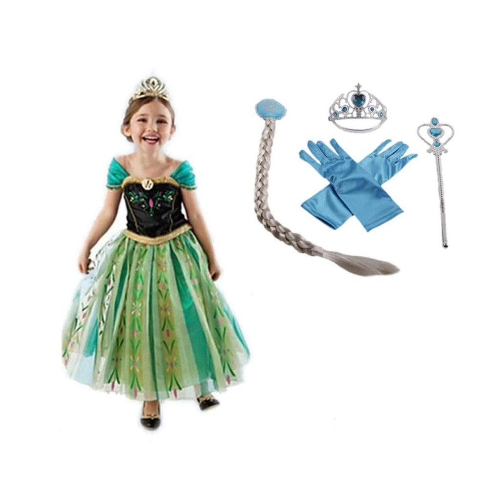 ROBE ANNA FILLE LA REINE DES NEIGES PRINCESSE ENFANT 2/12 ANS AVEC BIJOUX
