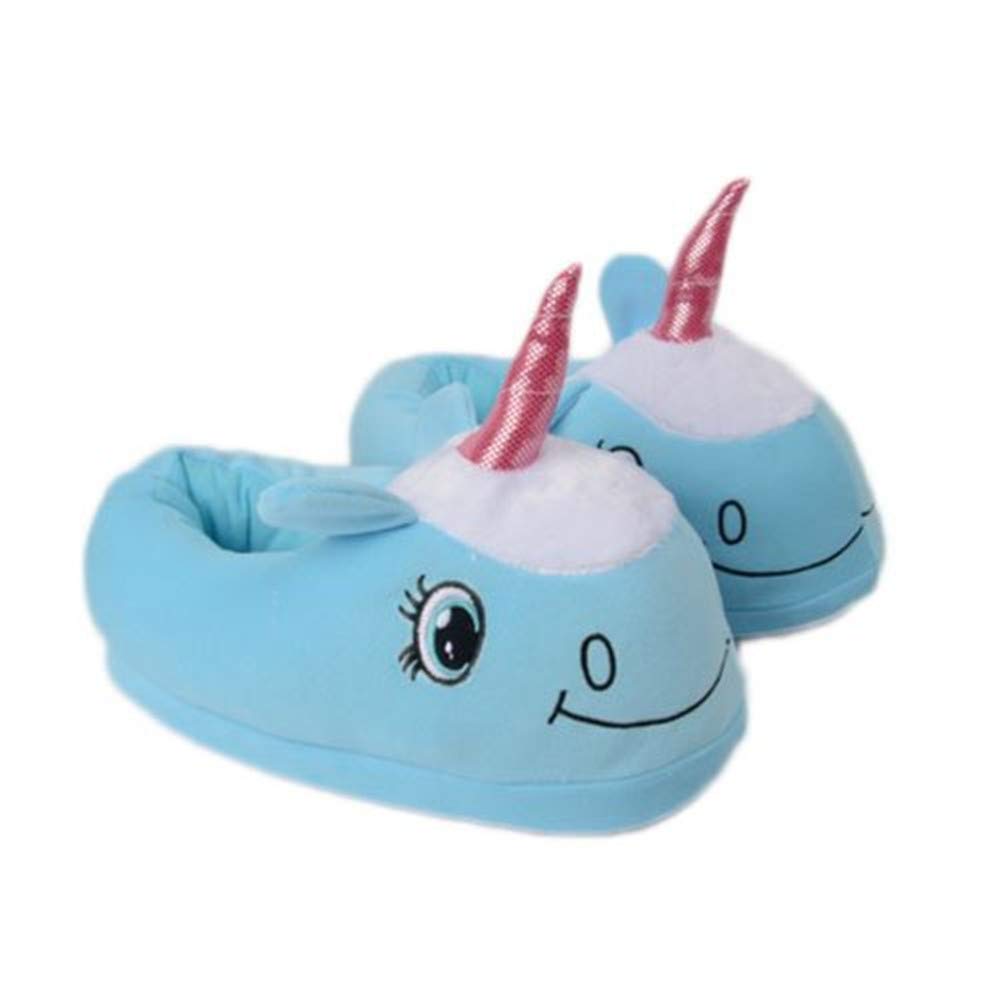 CHAUSSONS PANTOUFLES FERMES LICORNE BLEU PELUCHE