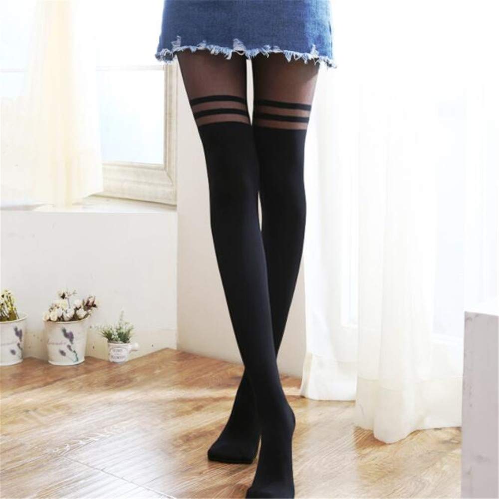 COLLANTS TATOUAGE BICOLORE RAYURES FONCE