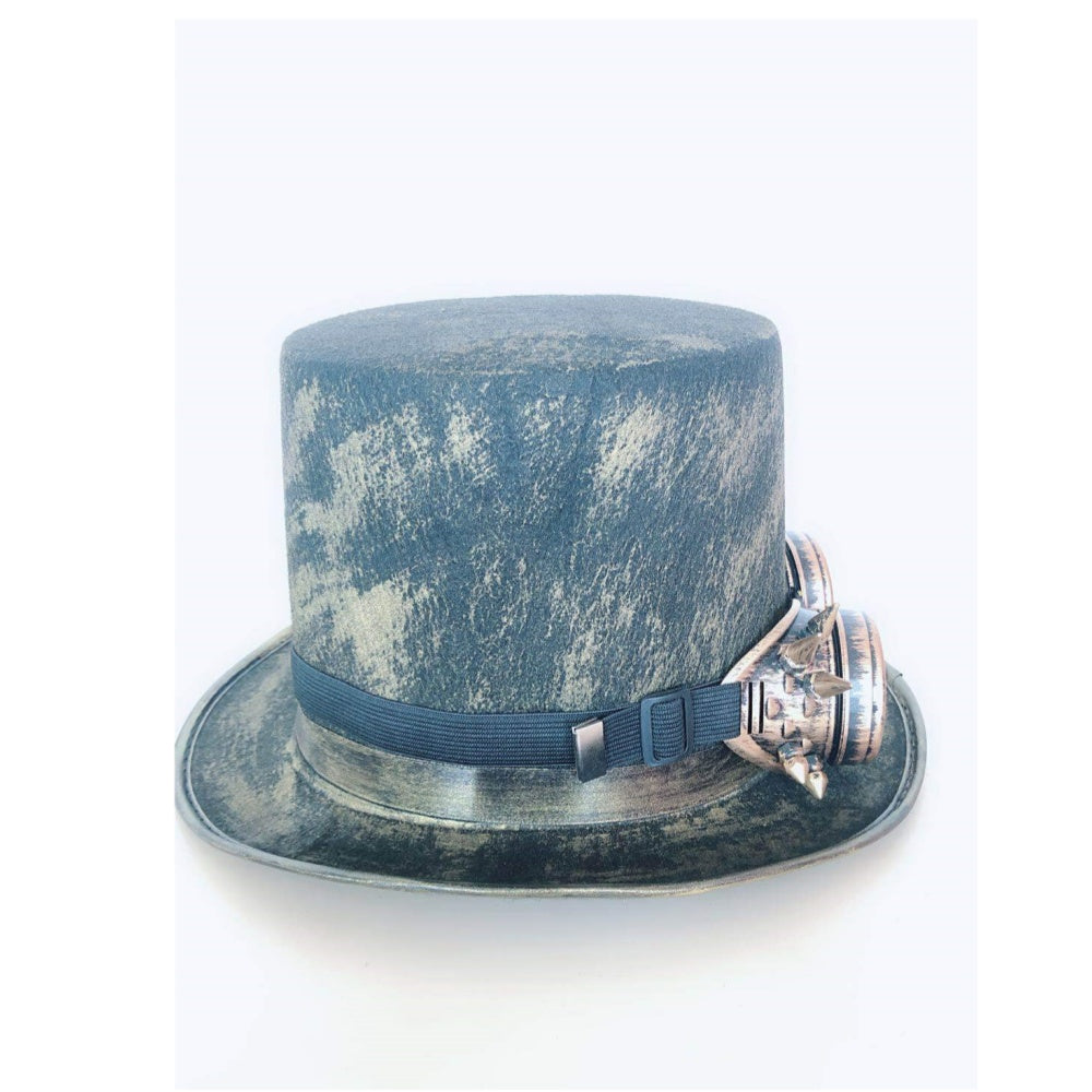 ENSEMBLE CHAPEAU STEAMPUNK BRONZE LUNETTES CLOUS