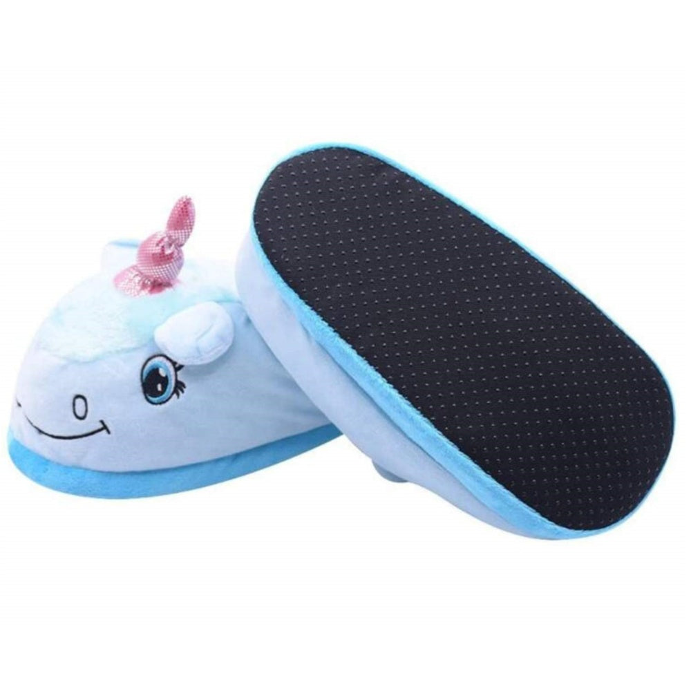 CHAUSSONS PANTOUFLES FERMES LICORNE BLEU PELUCHE