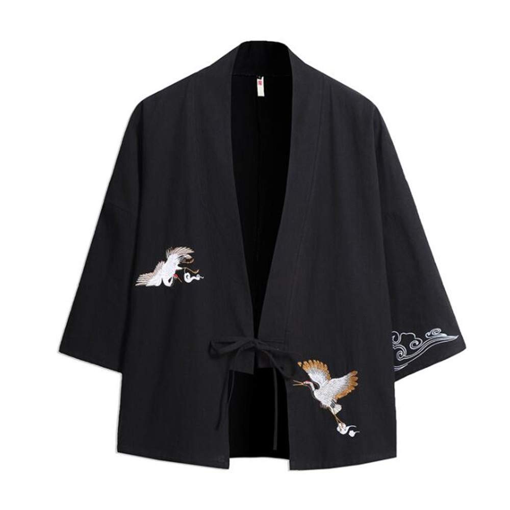HAUT KIMONO JAPONAIS EPAIS COTON GRUE BORDERIE