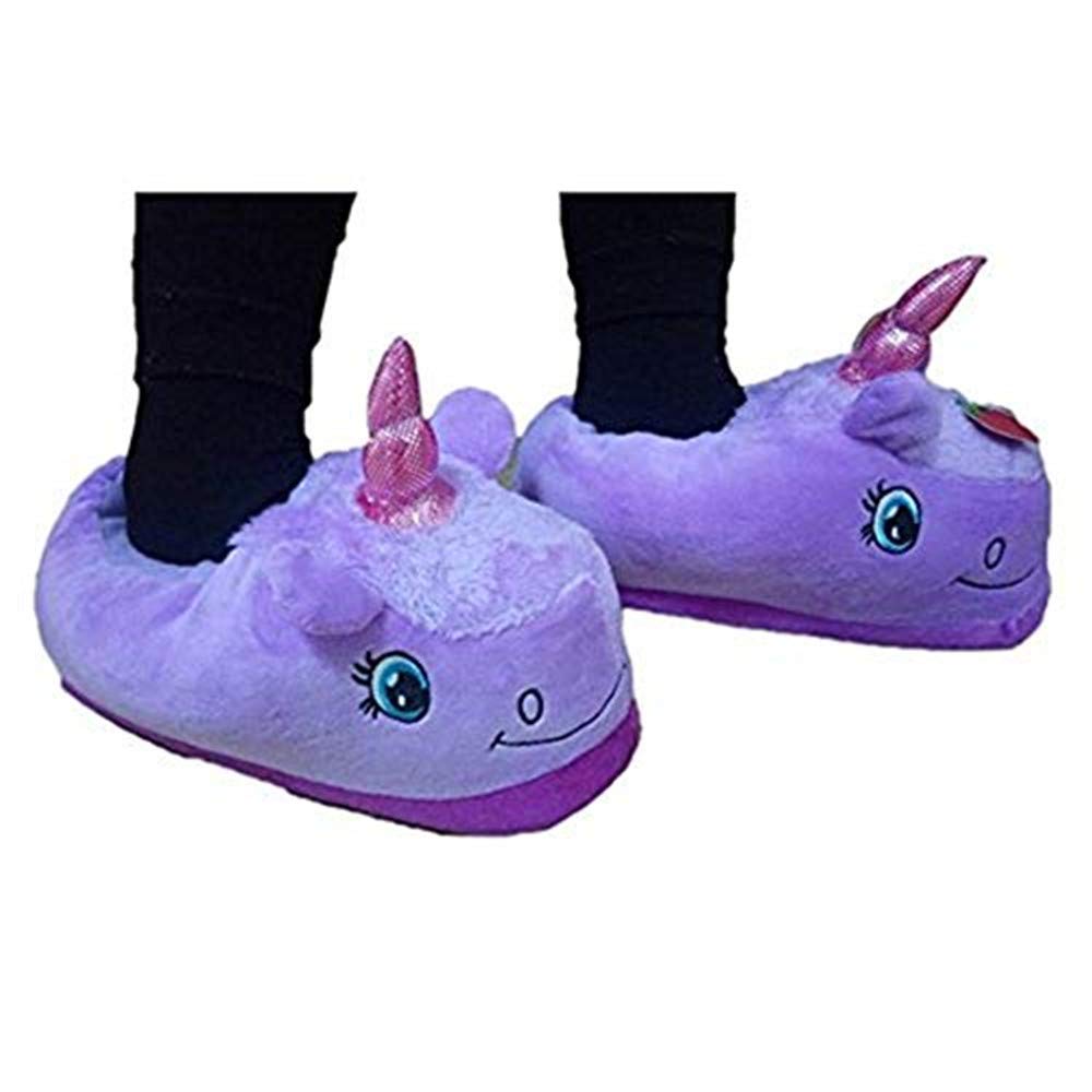 CHAUSSONS PANTOUFLES FERMES LICORNE VIOLET PELUCHE