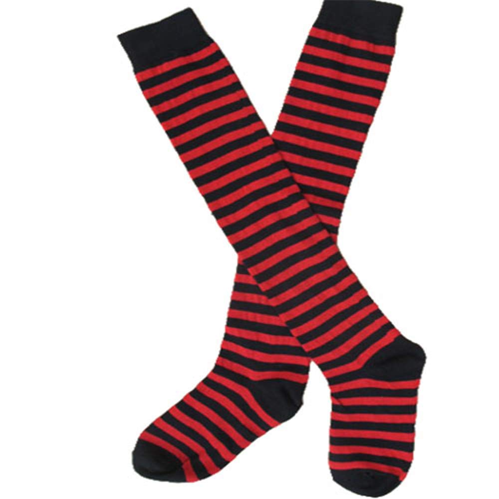 CHAUSSETTES MONTANTES RAYURE ROUGE NOIR