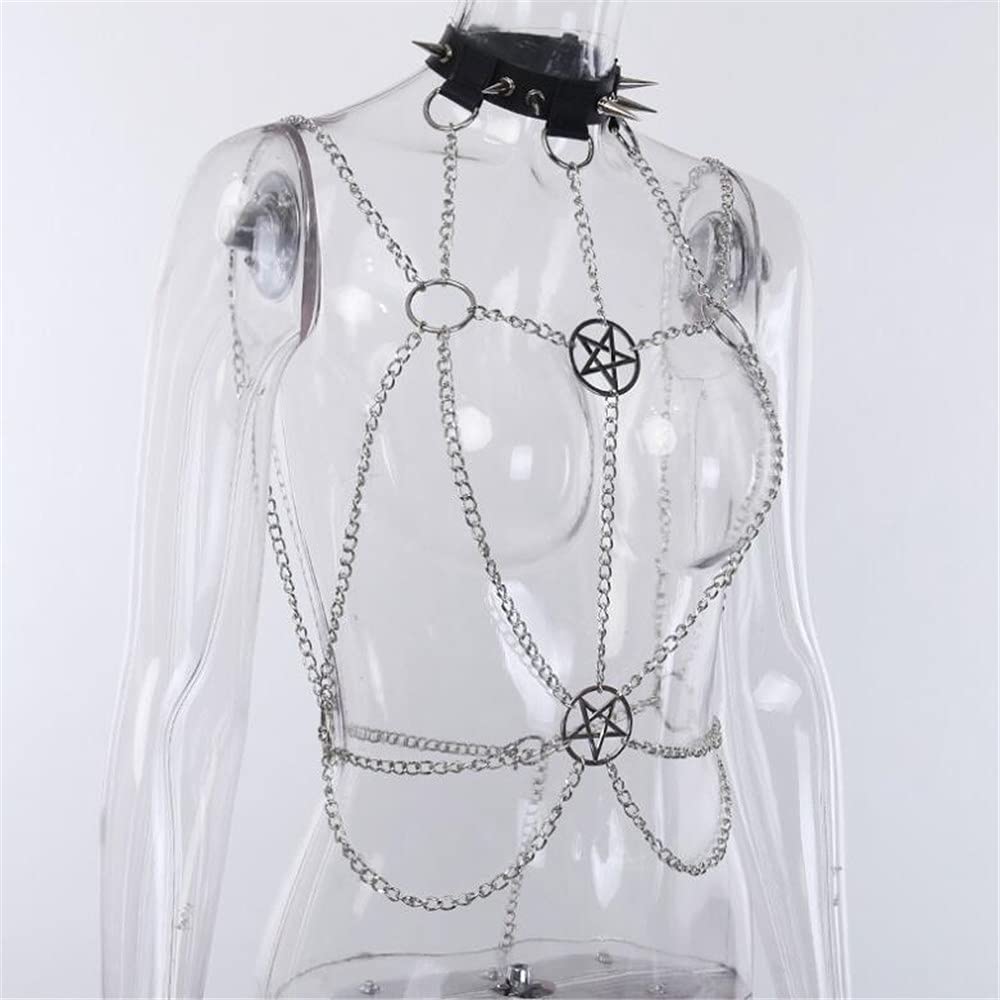 HARNAIS CHAINE PENTAGRAMME ACIER CHAINE