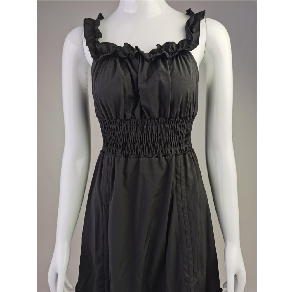 ROBE BRETELLE NOIR MEDIEVAL VICTORIENNE SERREAGE