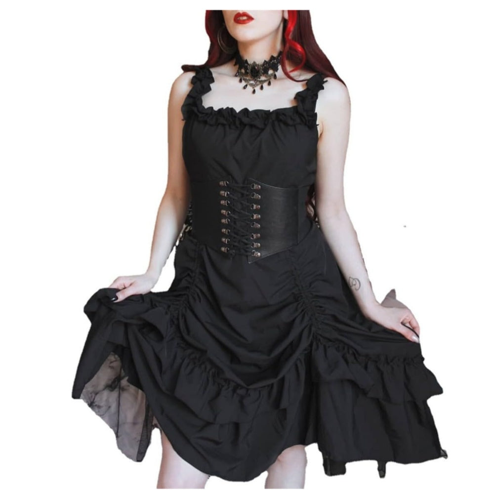ROBE BRETELLE NOIR MEDIEVAL VICTORIENNE SERREAGE