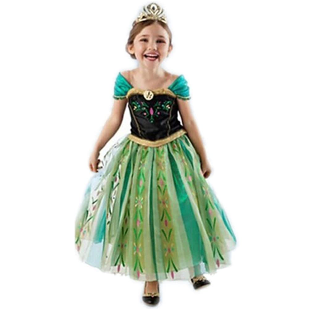 ROBE ANNA FILLE LA REINE DES NEIGES PRINCESSE ENFANT 2/12 ANS AVEC BIJOUX