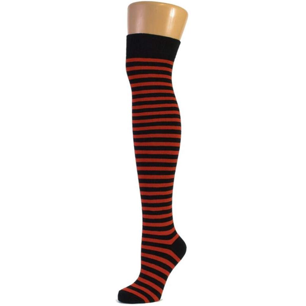 CHAUSSETTES MONTANTES RAYURE ROUGE NOIR