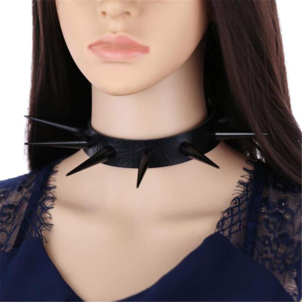 CHOKER TOUR DE COU GOTHIQUE CLOUS NOIR EXTRA REGLABLE