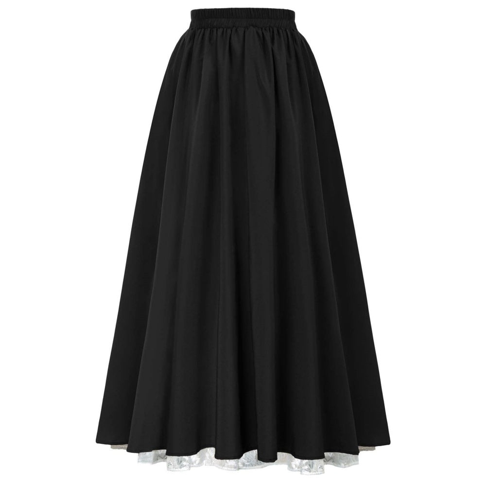 JUPE NOIR LONG MAID CARNAVAL STEAMPUNK RETRO VICTORINE MEDIEVAL