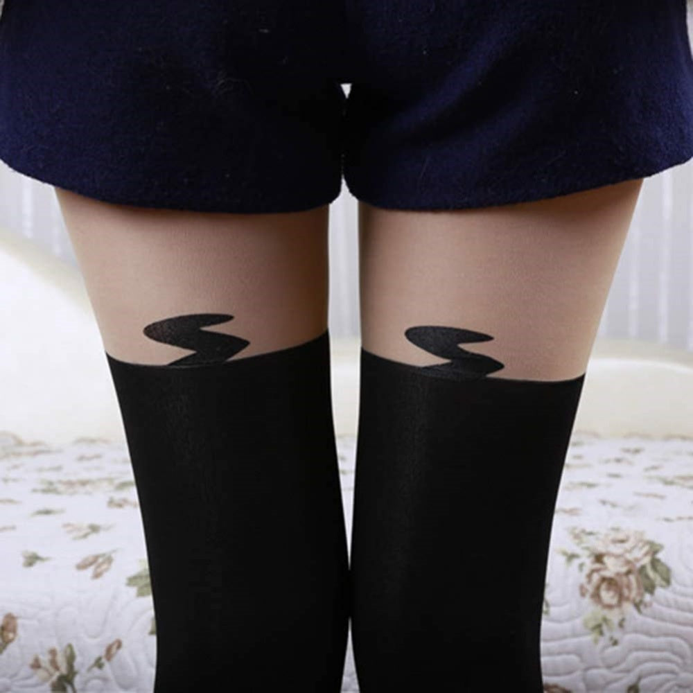 COLLANTS TATOUAGE CHAT LUNE KAWAII