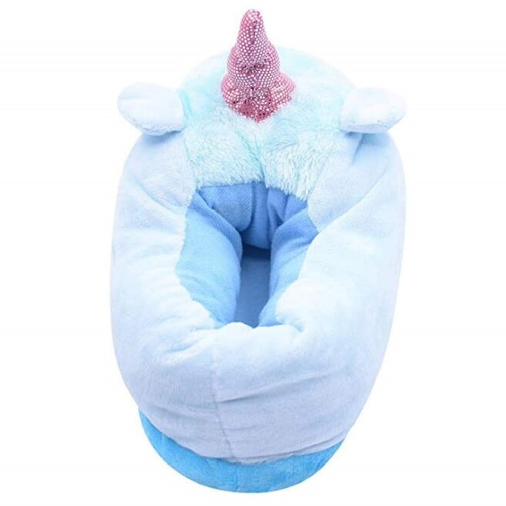 CHAUSSONS PANTOUFLES FERMES LICORNE BLEU PELUCHE