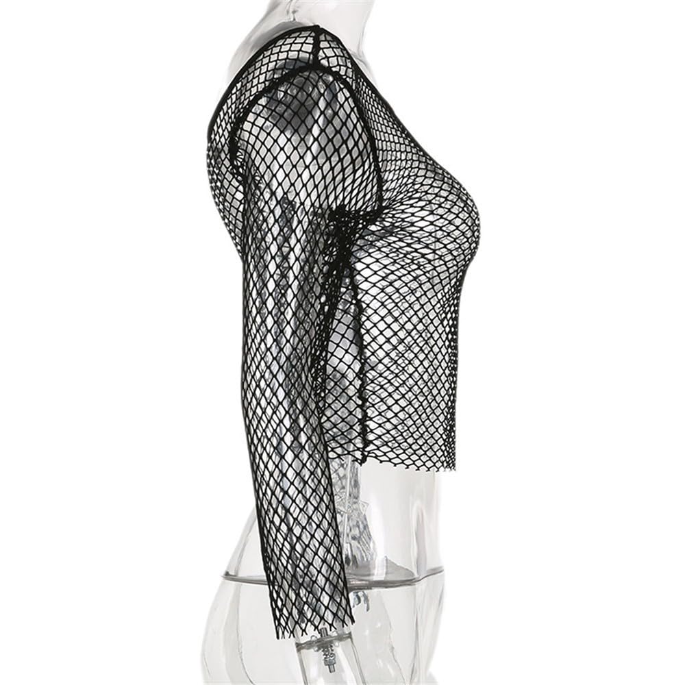 TOP RESILLE MAILLE MOULANT SEXY SLIM NOIR